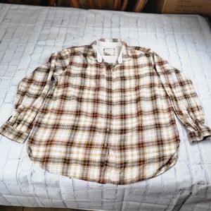 American Eagle Brown and Tan Women's Flannel Size M